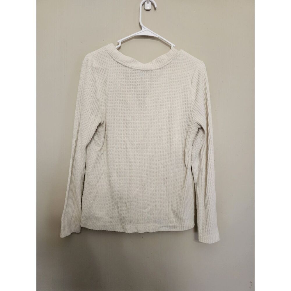 LOFT WOMEN'S SUPER SOFT LONG SLEEVE BRUSHED WAFFLE HENLEY TOP IVORY SIZE Large P - Picture 5 of 5